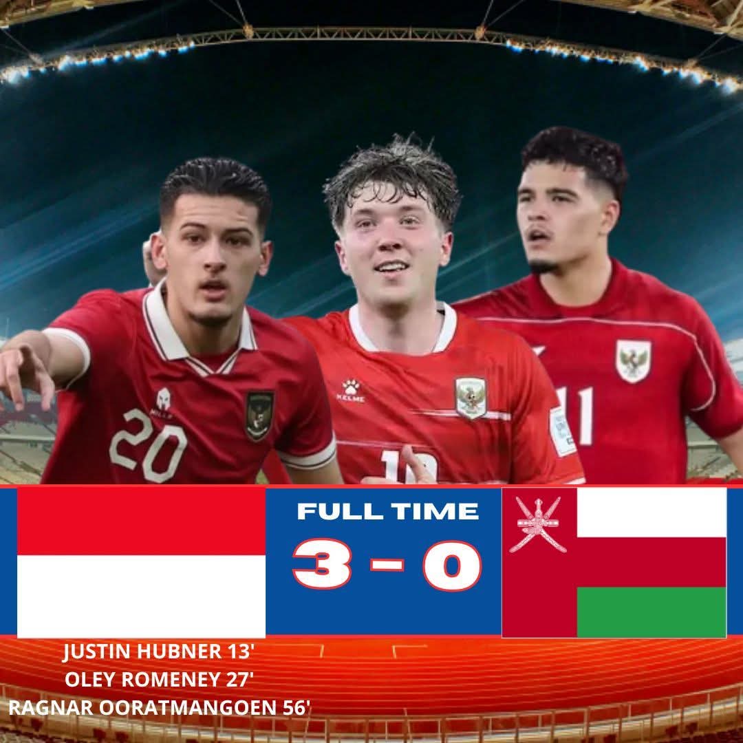Garuda Hajar Oman 3-0, Indonesia Akhiri Penantian 38 Tahun